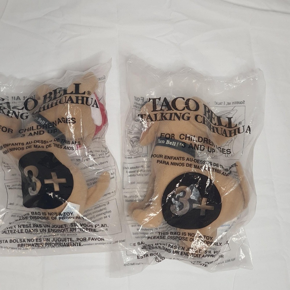 Vintage Taco Bell Chihuahua Plush 6'‎ Not Working Lot 2 Yo Quiero Feliz Navidad